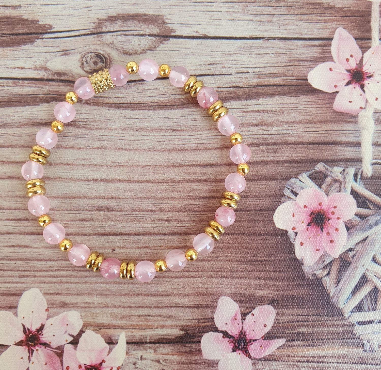 Bracelet 6mm jade cerisier
