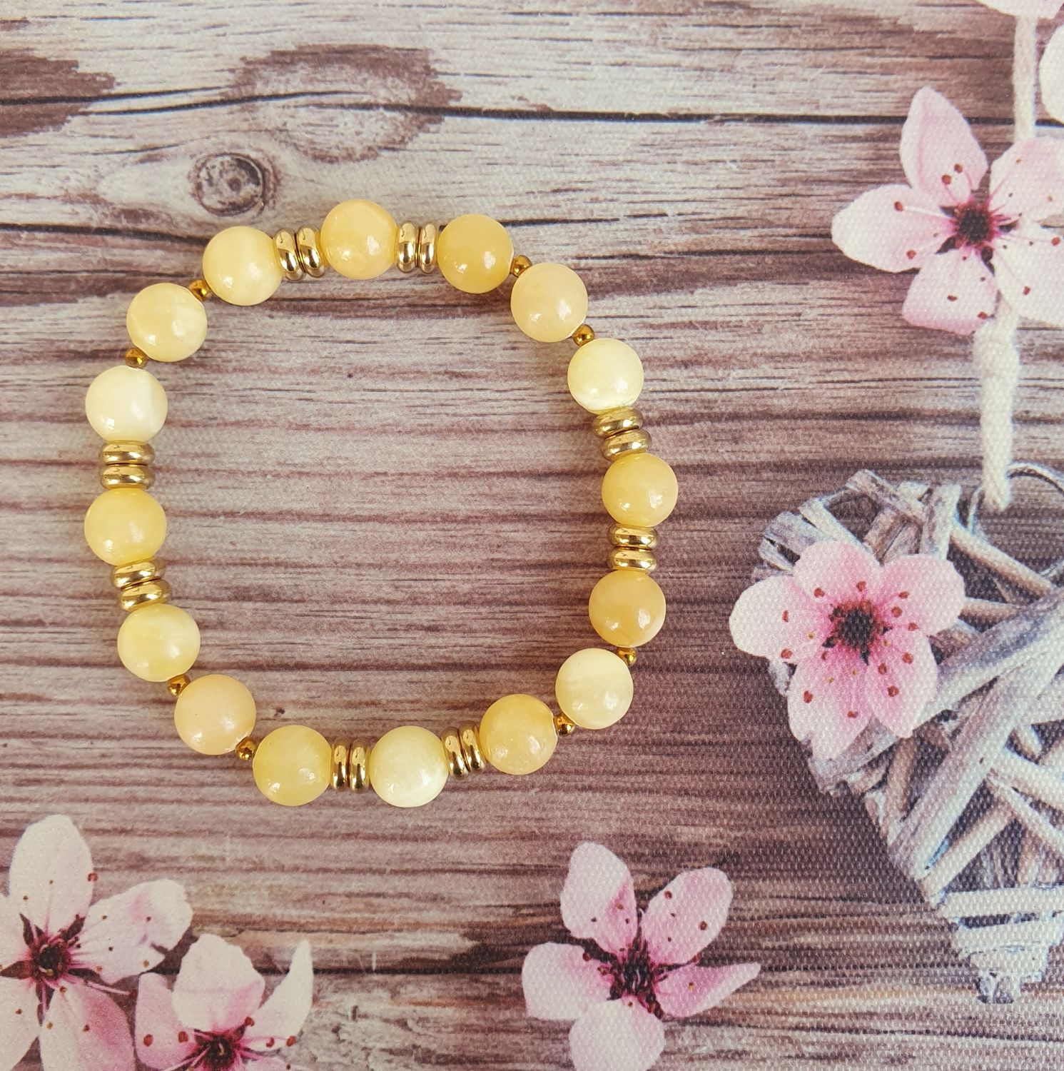 Bracelet 8mm Jade Jaune