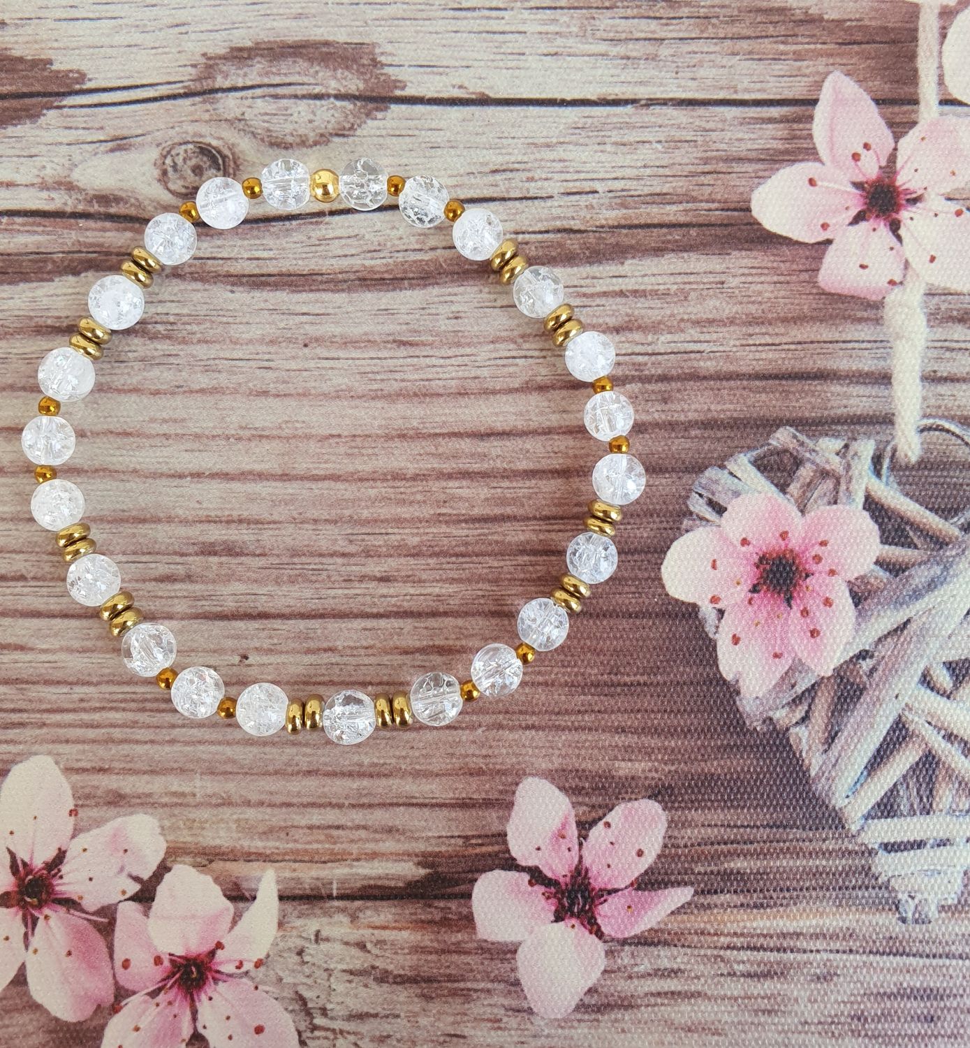 Bracelet 6mm cristal de roche cracks 