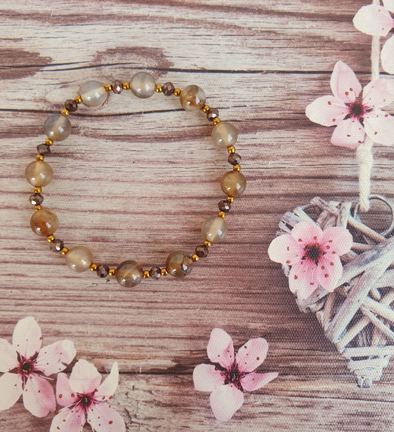 Bracelet Serie Cristal 8mm Agate Marron