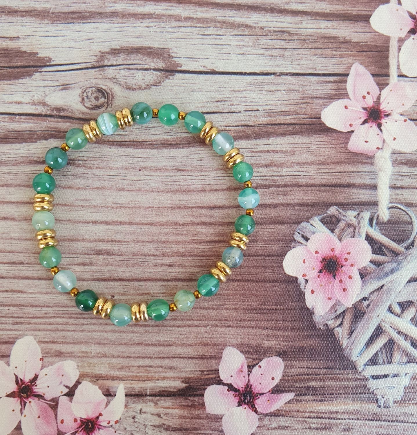 Bracelet 6mm Agate verte