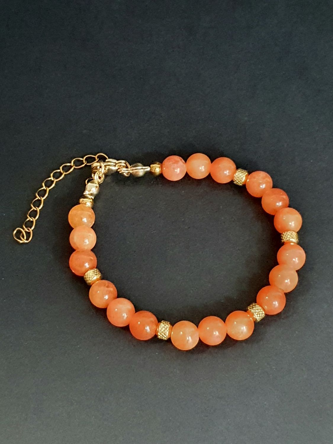 Bracelet Jade orange perle 6 mm