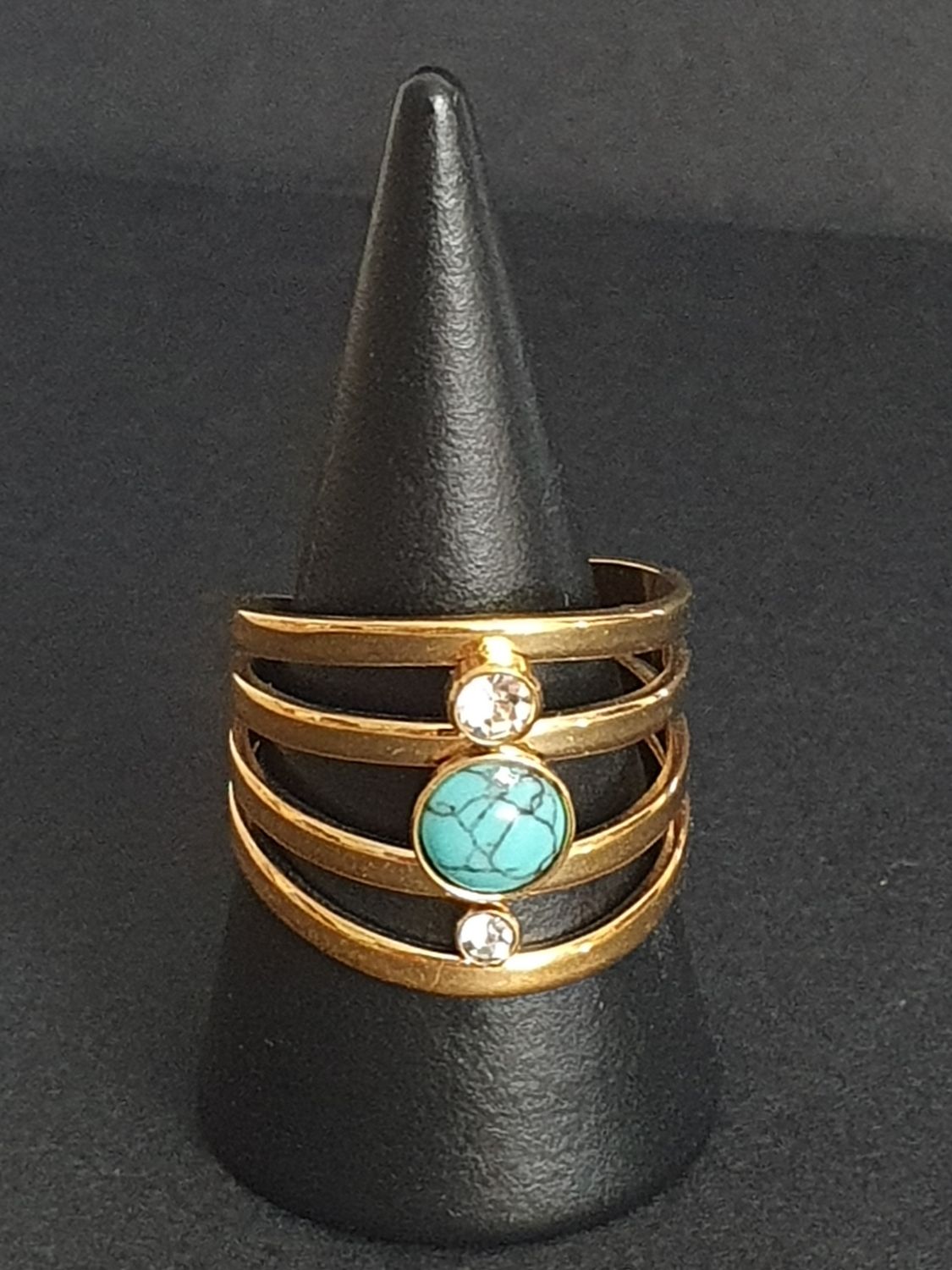 Bague réglable pierre Howlite teintée turquoise