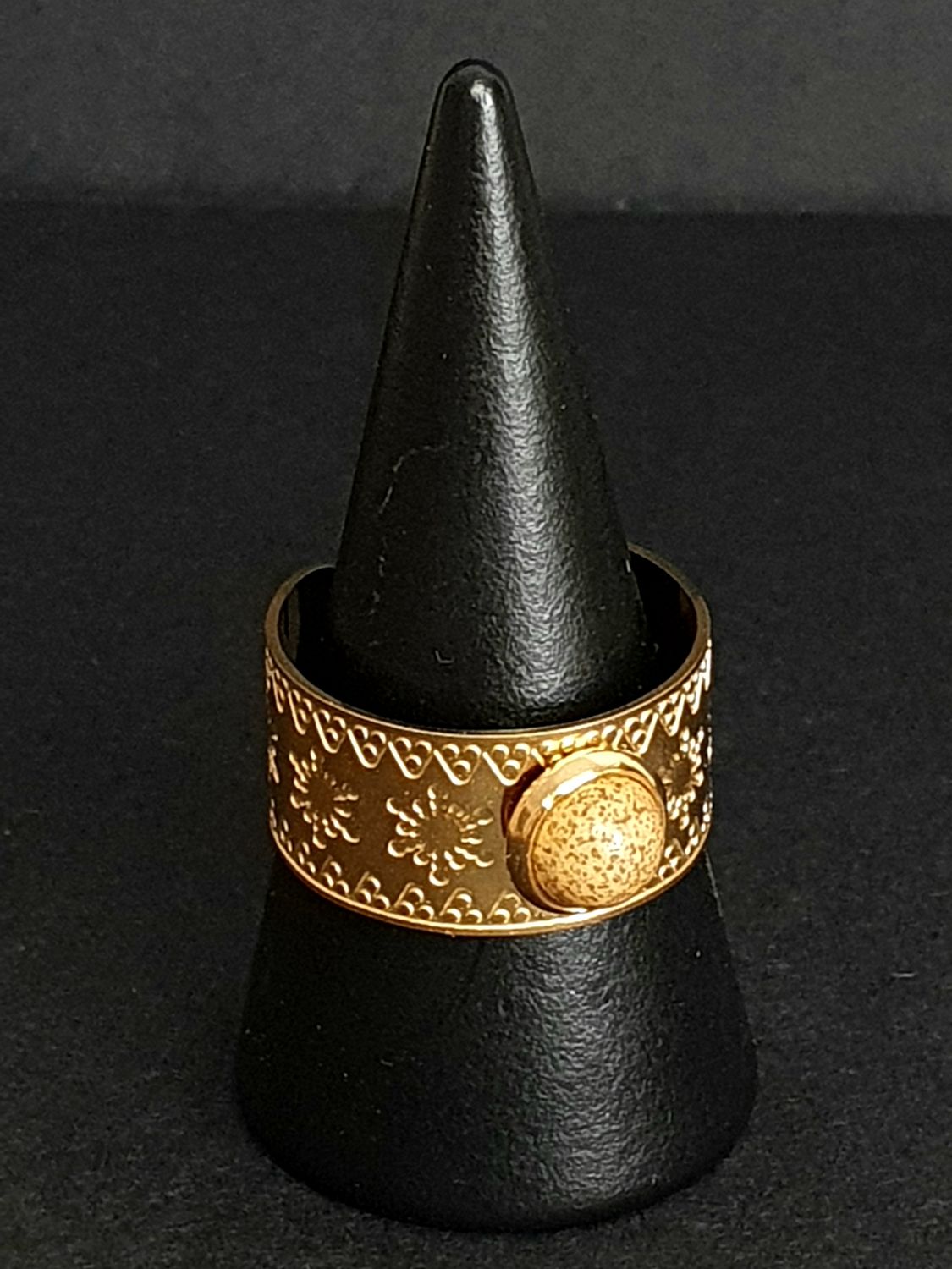 Bague réglable Jade Beige Moucheté