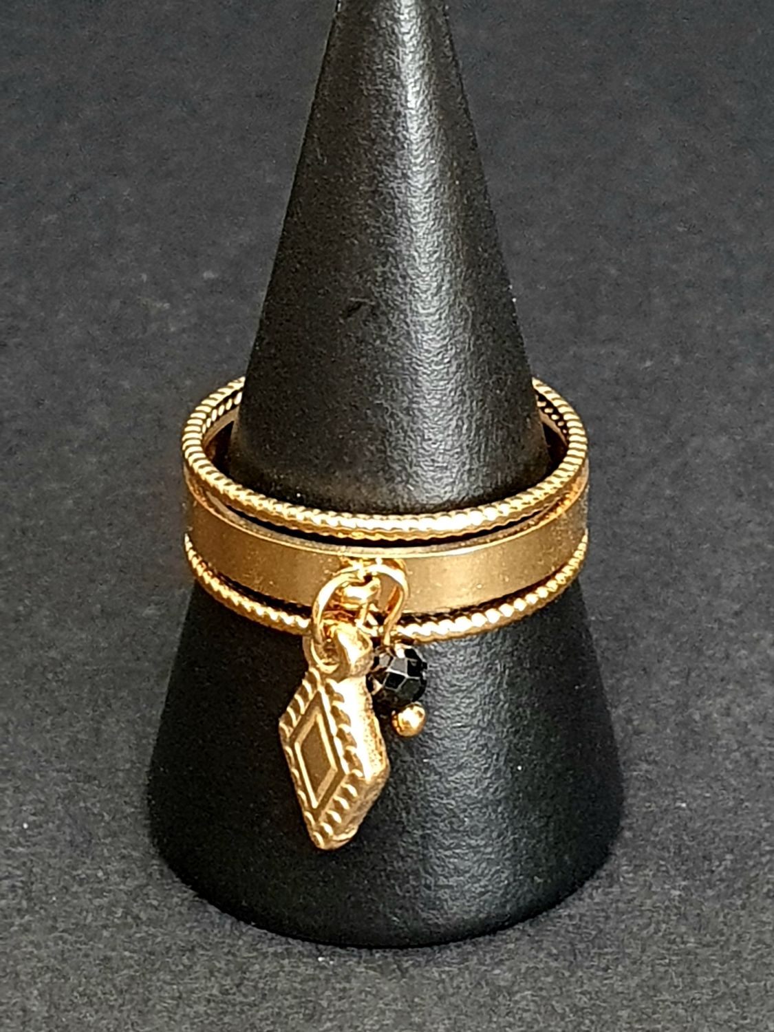 Bague réglable Onyx pampille
