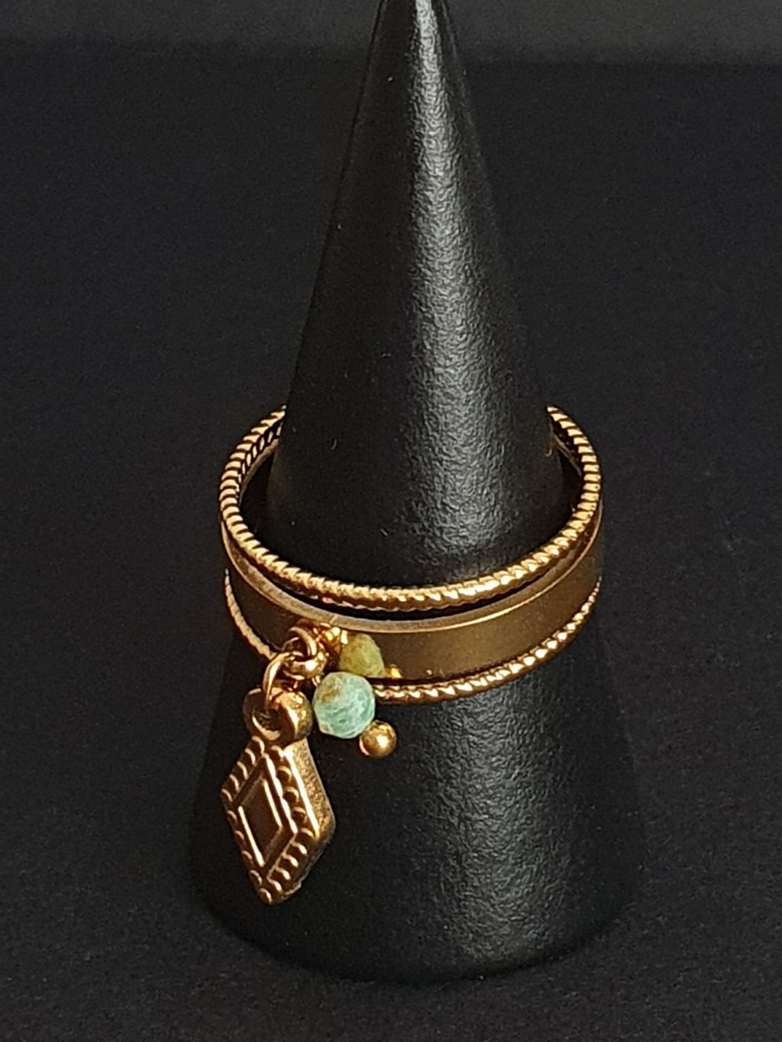 Bague réglable Turquoise Africaine pampille