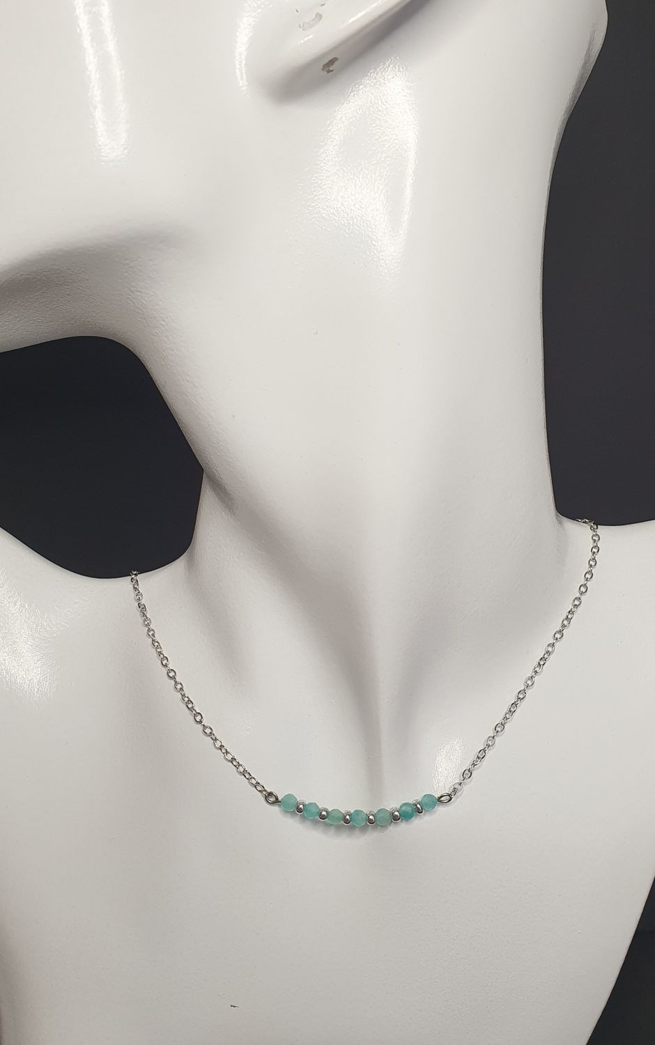 Collier amazonite facettée 3mm