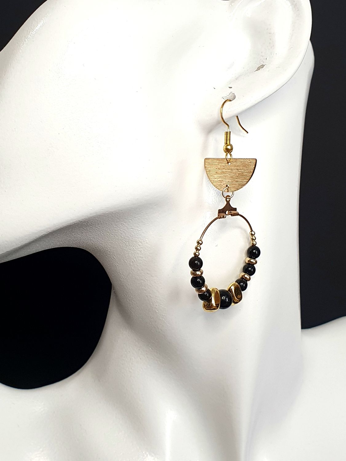 Boucle d'oreille Obsidienne noire