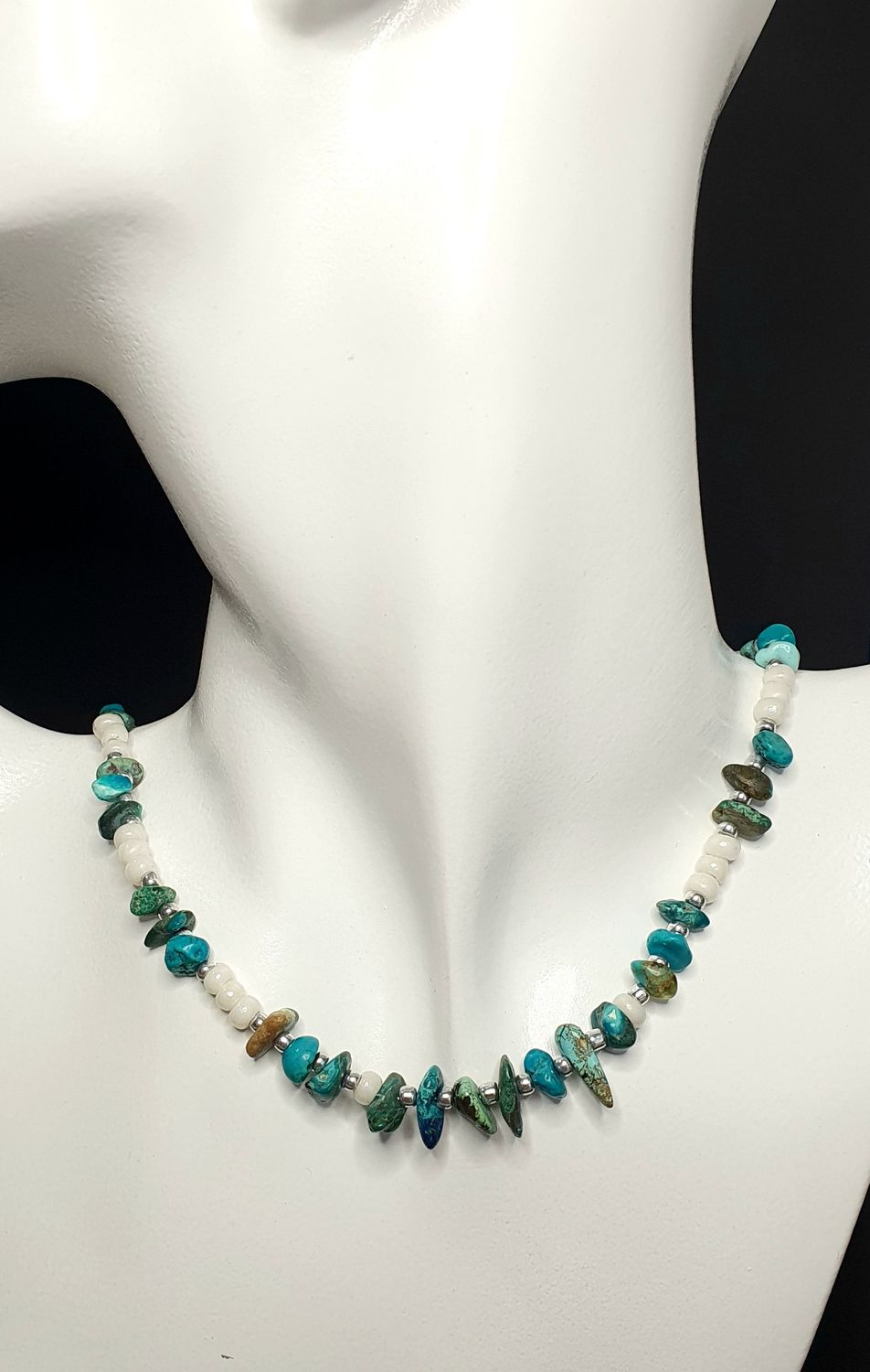 Collier Turquoise de chine &amp; Chrysocolle Baroque