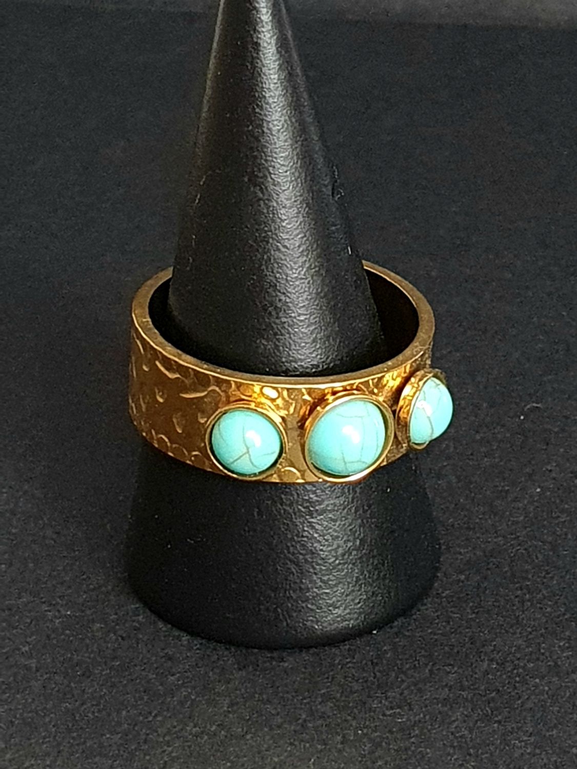 Bague réglable Howlite Teintée Turquoise trio