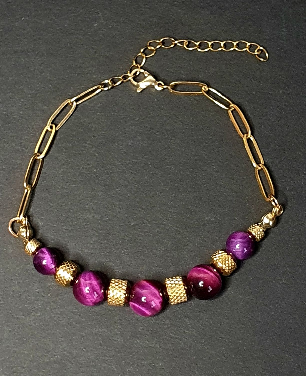 Bracelet city Oeil de tigre chauffé Violet