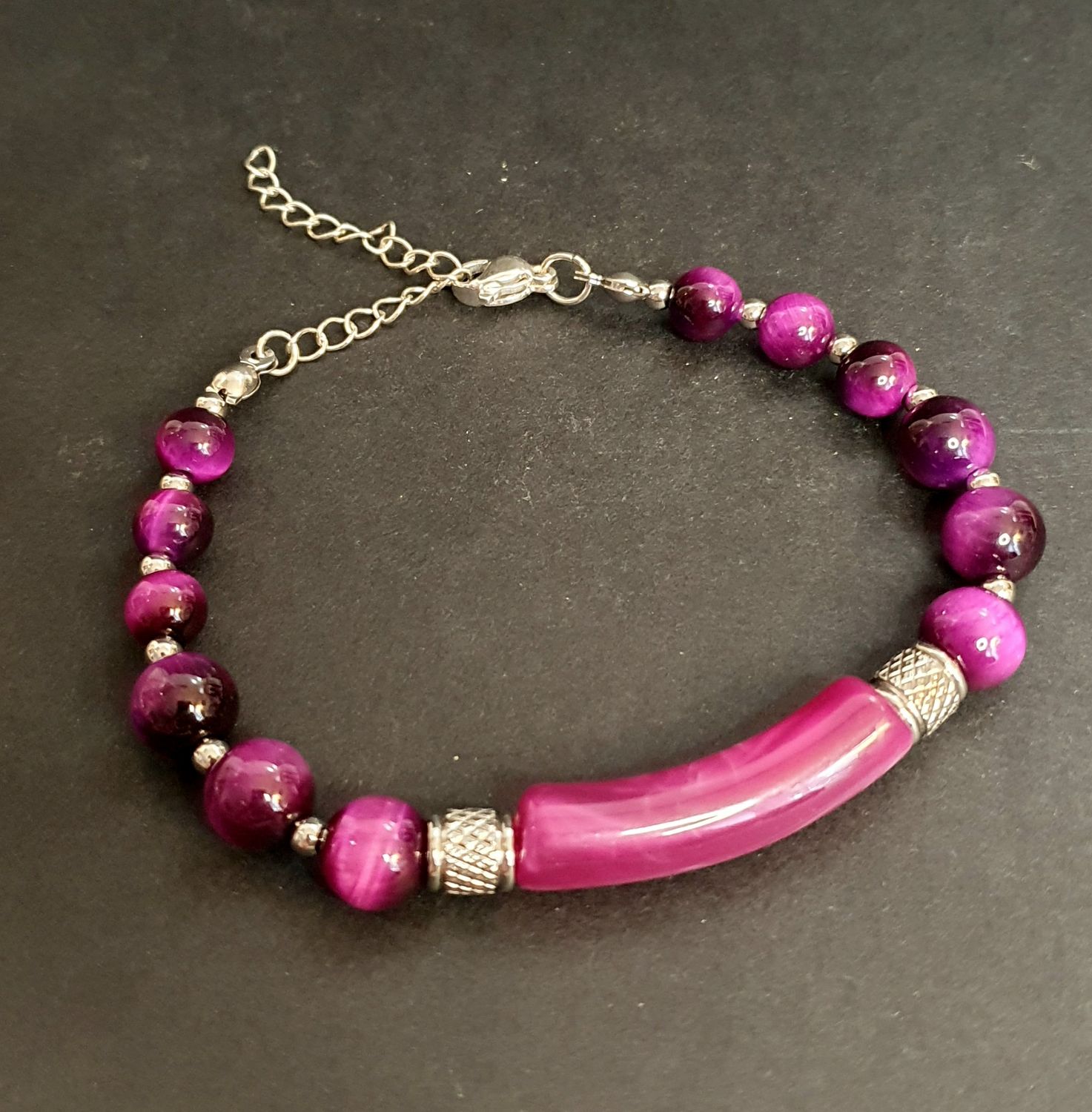 Bracelet city Oeil de tigre chauffé Violet
