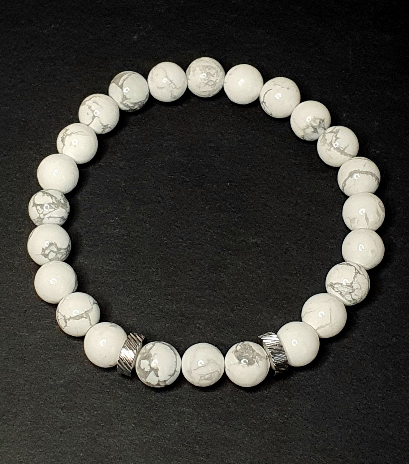 Bracelet Homme Howlite Blanche 8mm