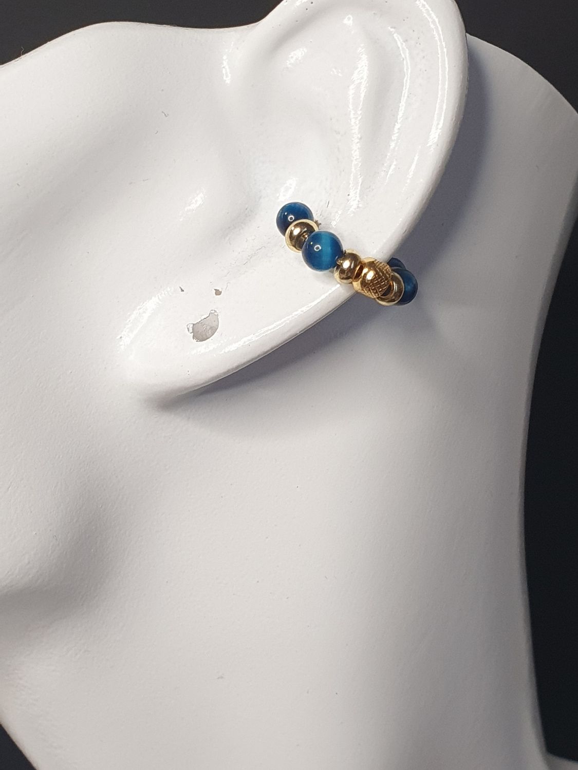 Earcuff oeil de tigre bleu