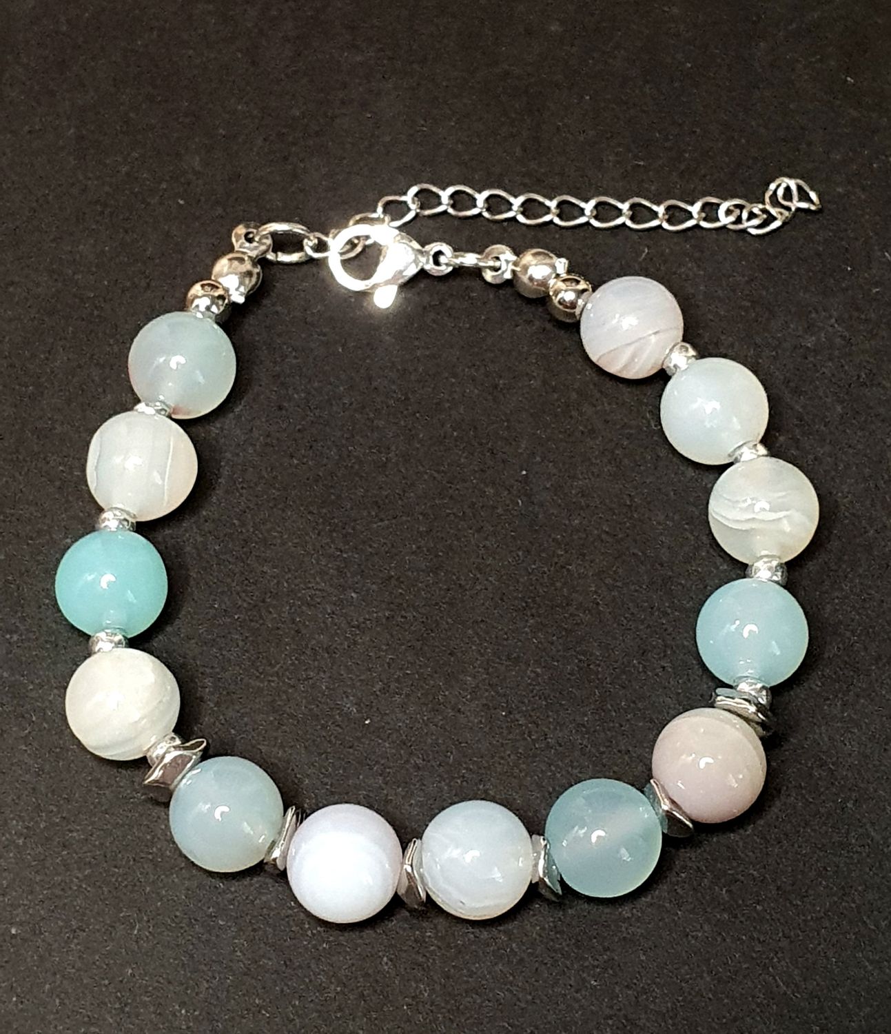 Bracelet Agate Bleu pâle 8mm