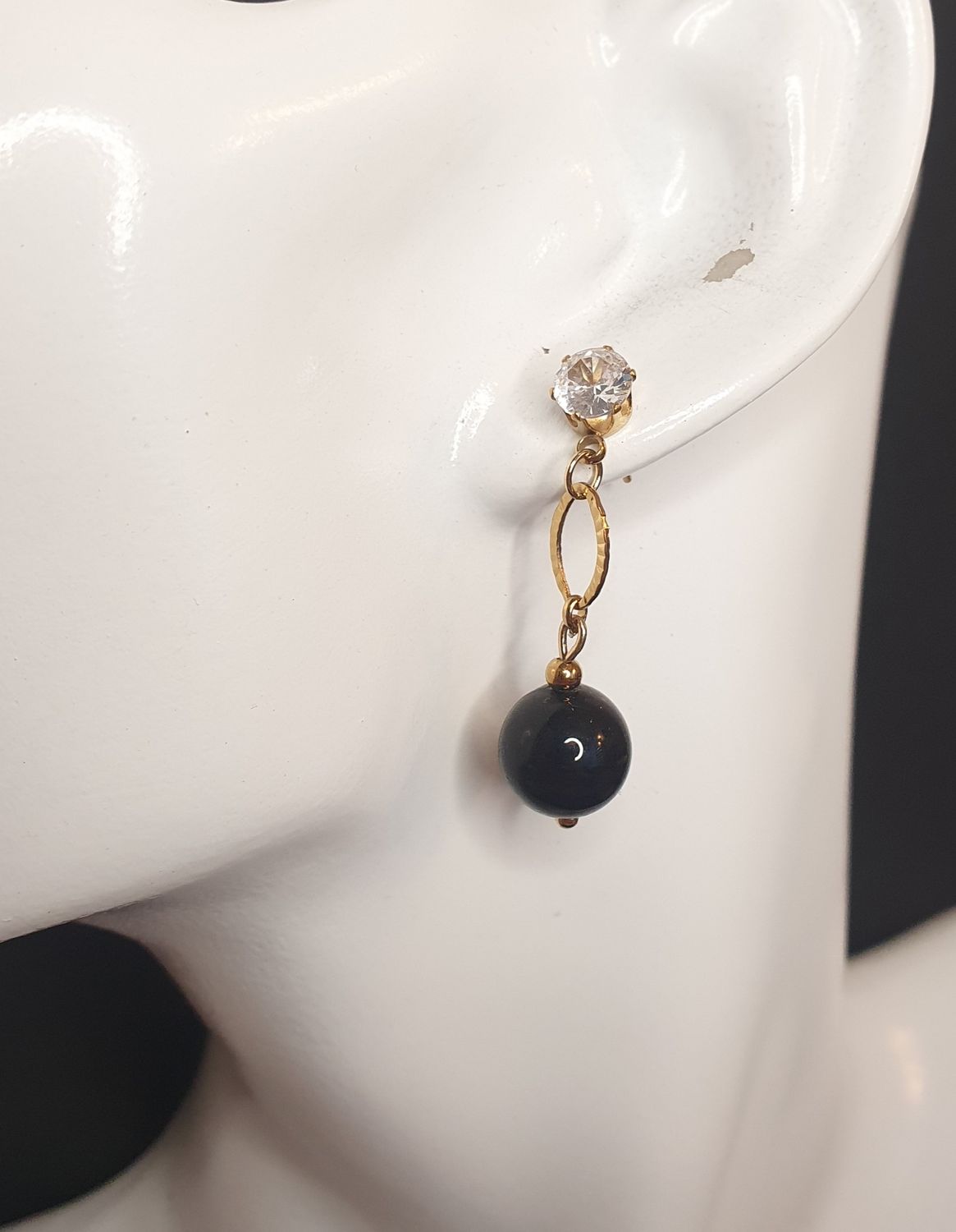 Boucle d'oreille Obsidienne noire