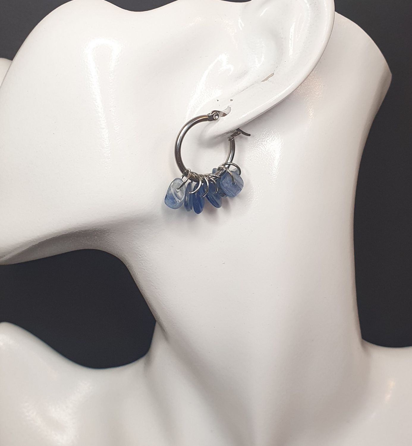 Boucles d'oreilles Créole Cyanite Bleue 