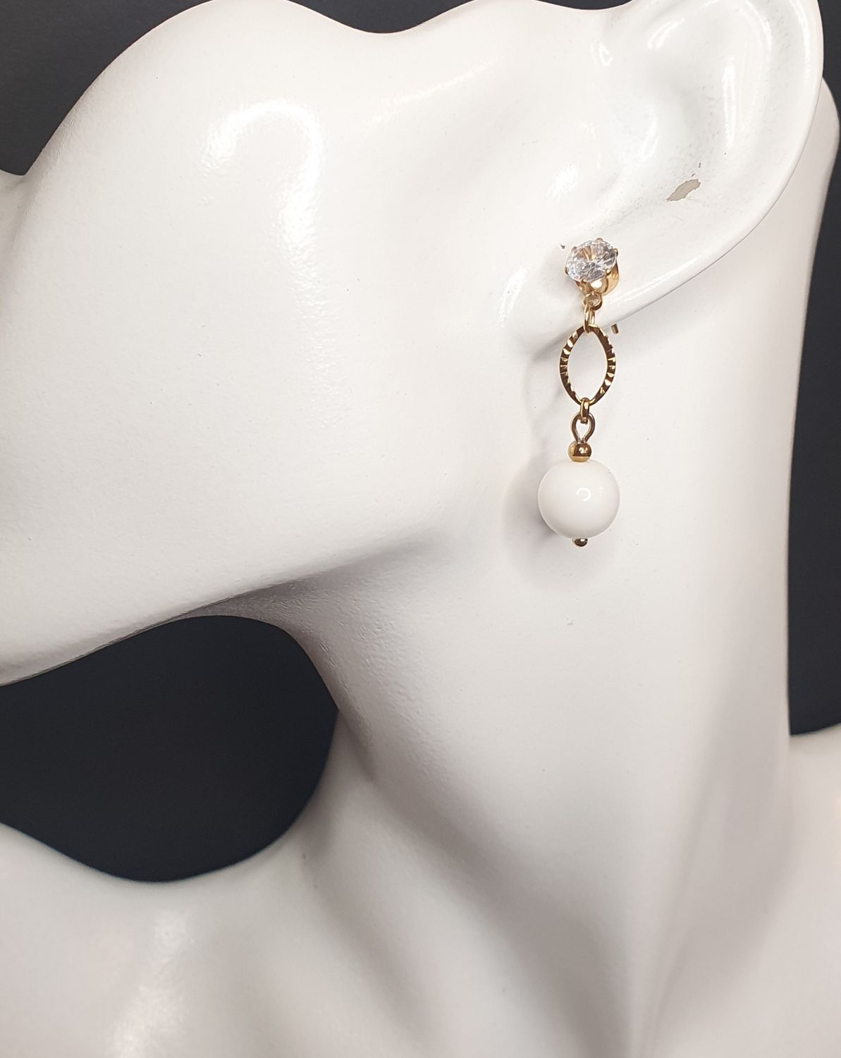 Boucle d'oreille Agate Blanche 
