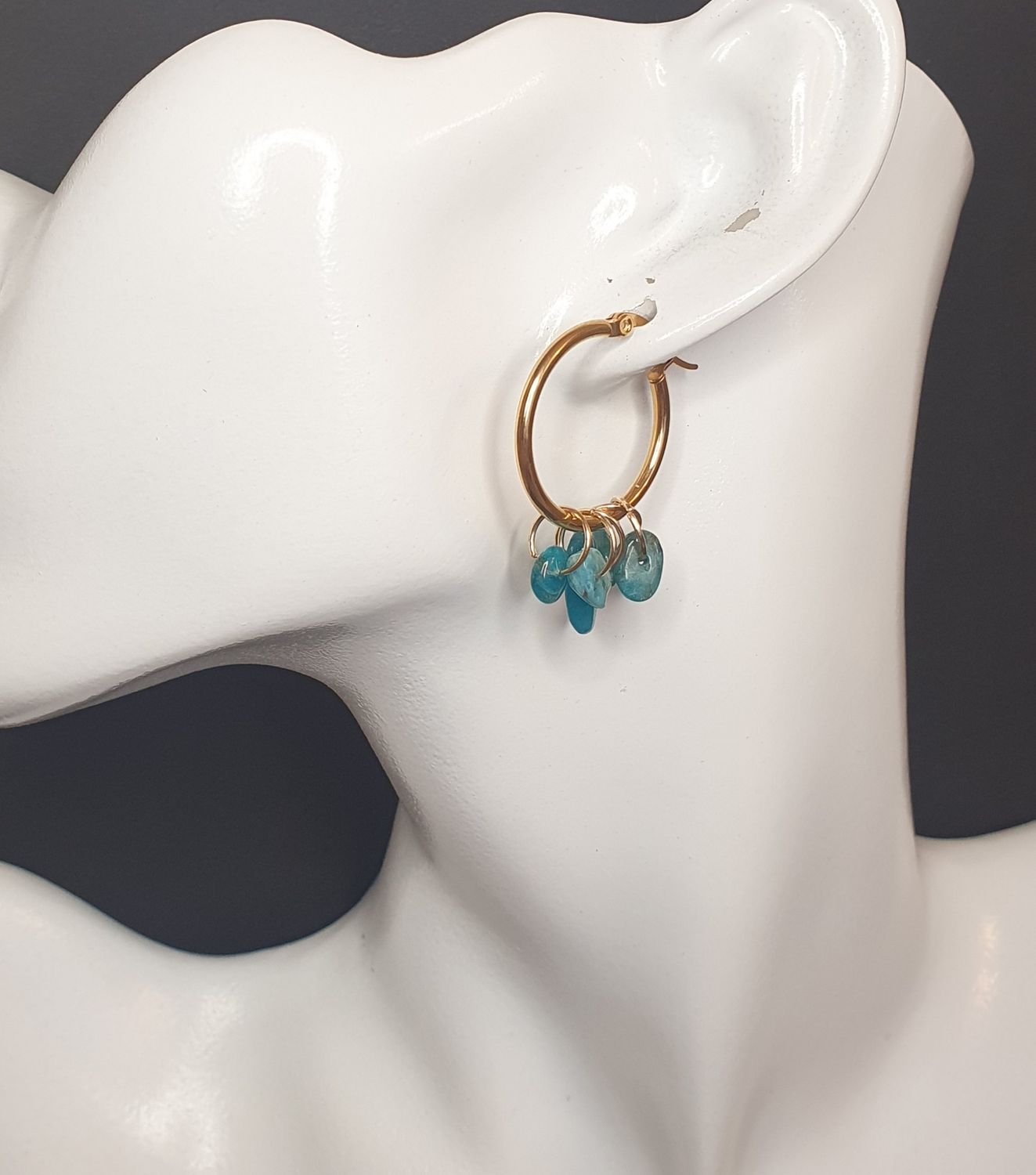 Boucles d'oreilles Créole Apatite Bleue 