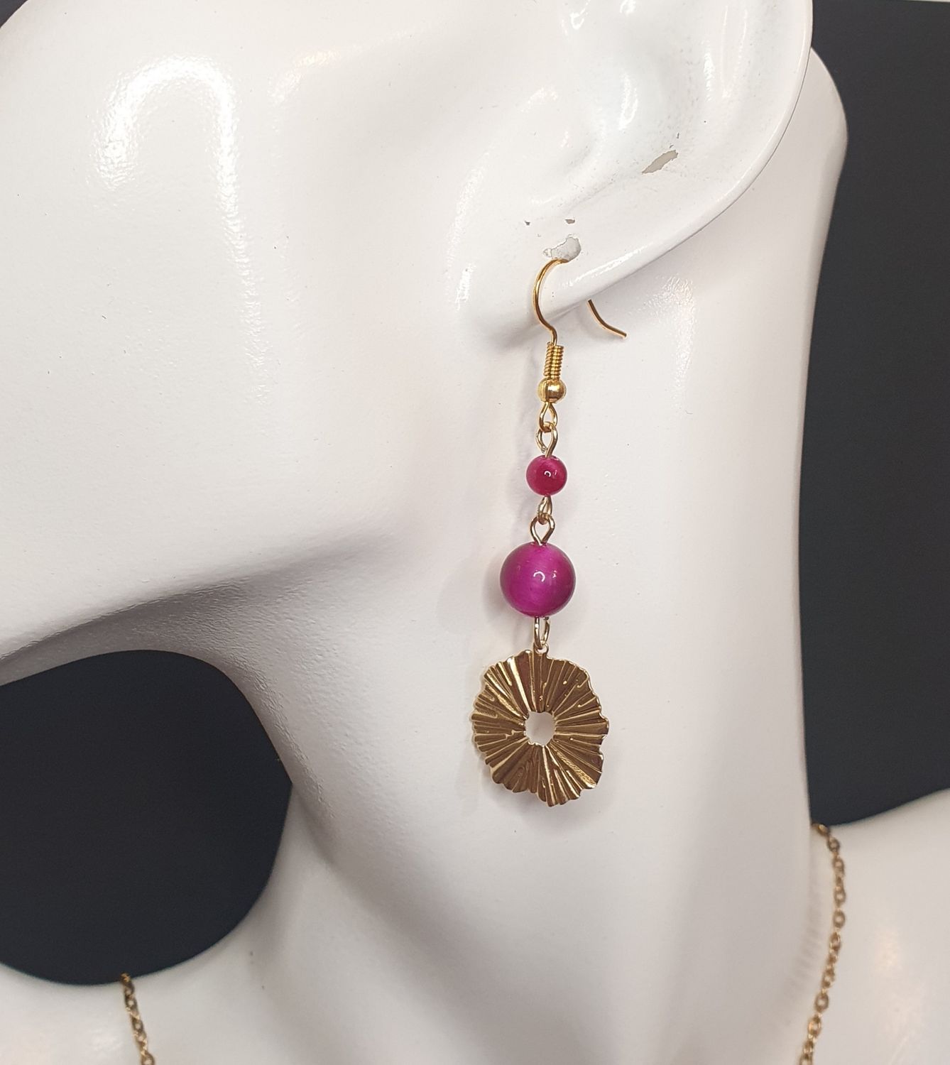 Boucles d'oreilles Duo Oeil de tigre chauffé Violet