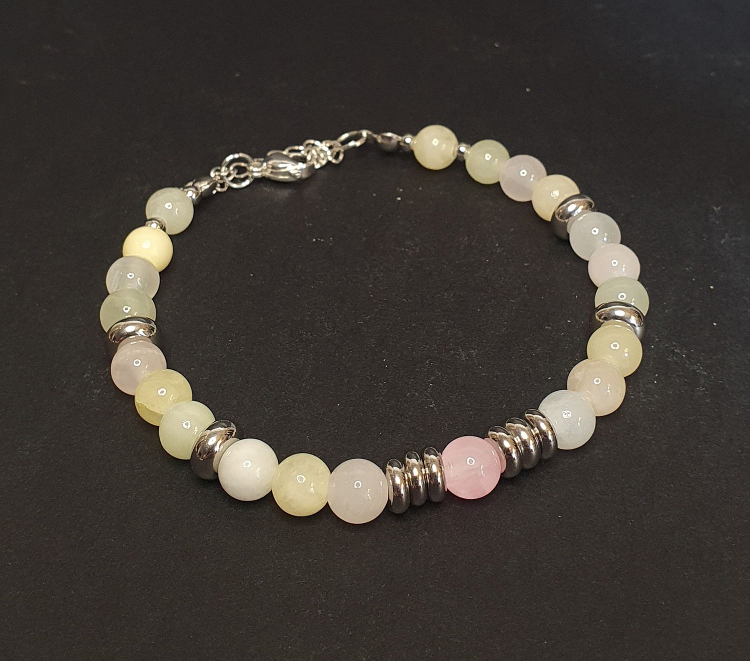 Bracelet jade Candy frutti 6 mm argenté 