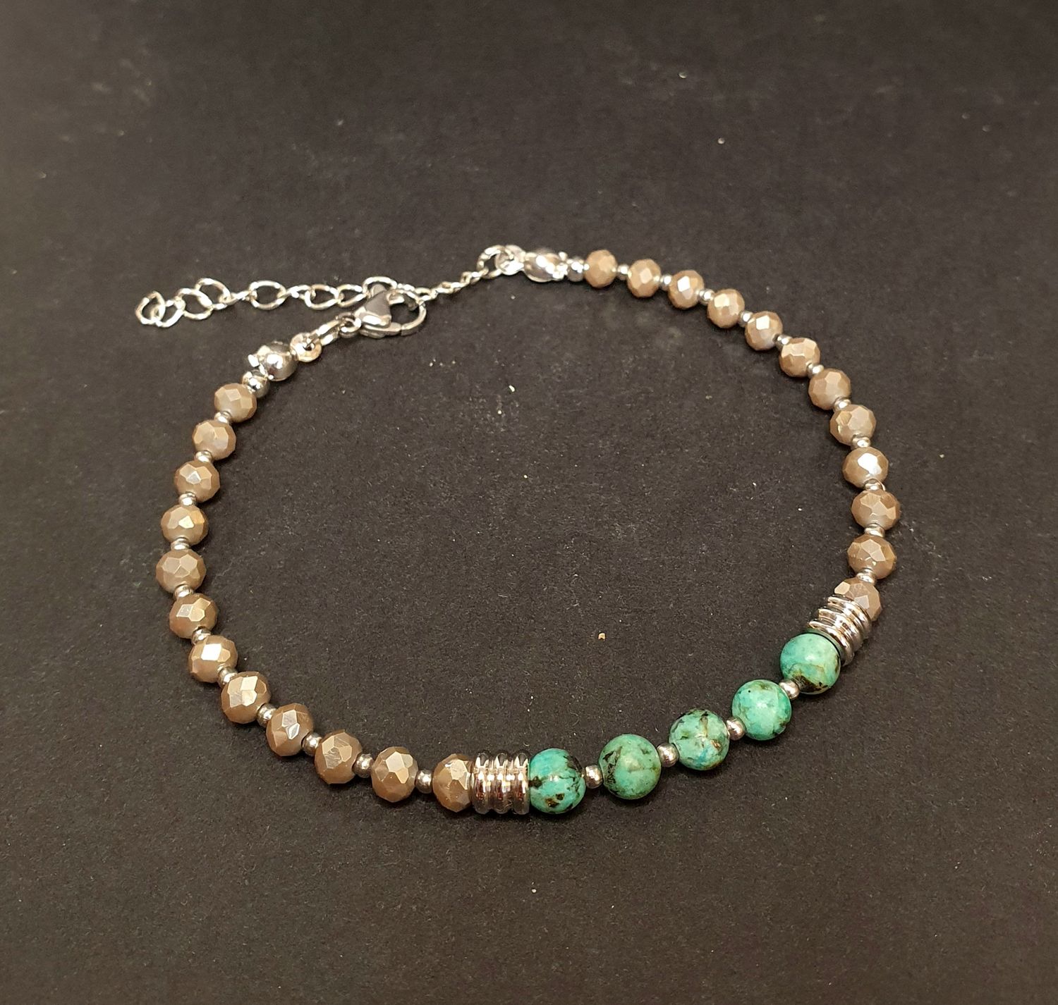 Bracelet Turquoise Africaine &amp; PDV 4mm