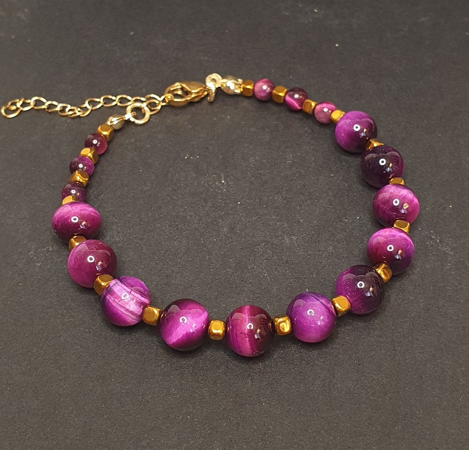 Bracelet Oeil de tigre chauffé Violet