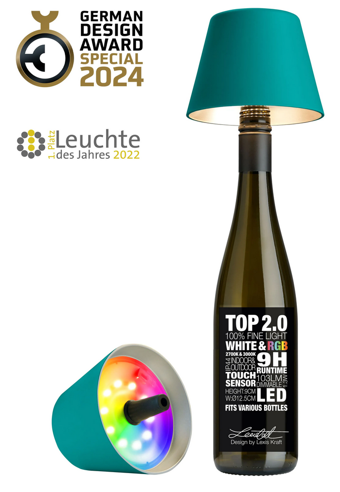 Flaschenlicht TOP 2.0 Original Türkis
