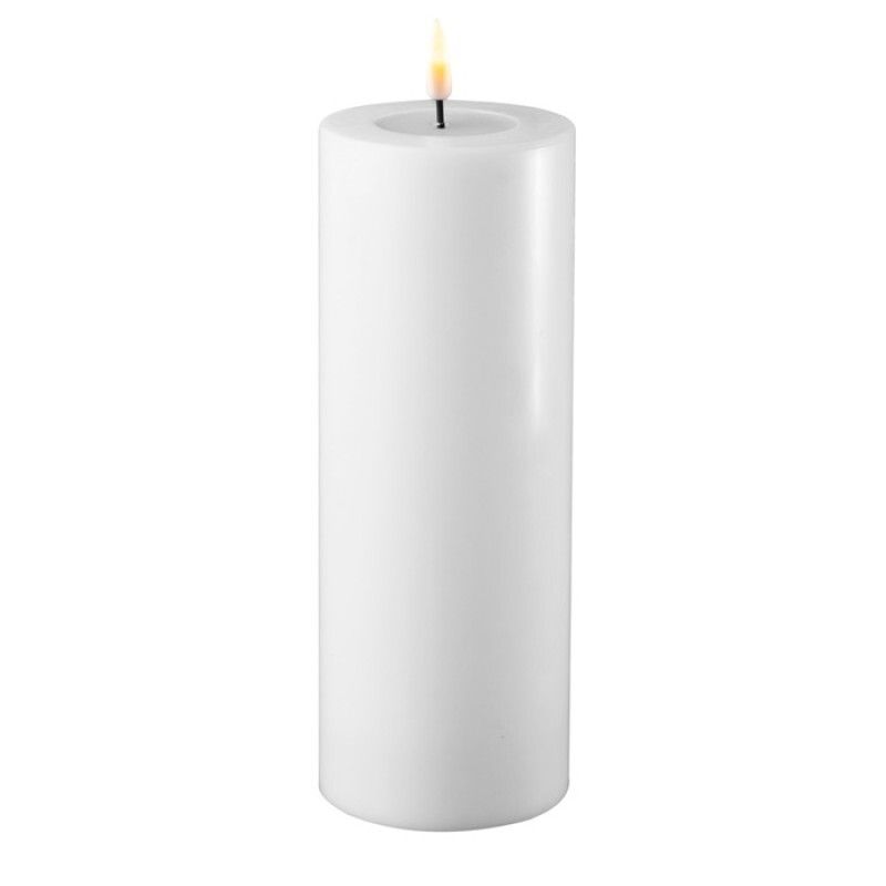 DELUXE LED Kerze mit Echtwachs überzogen weiss 7.5x20cm