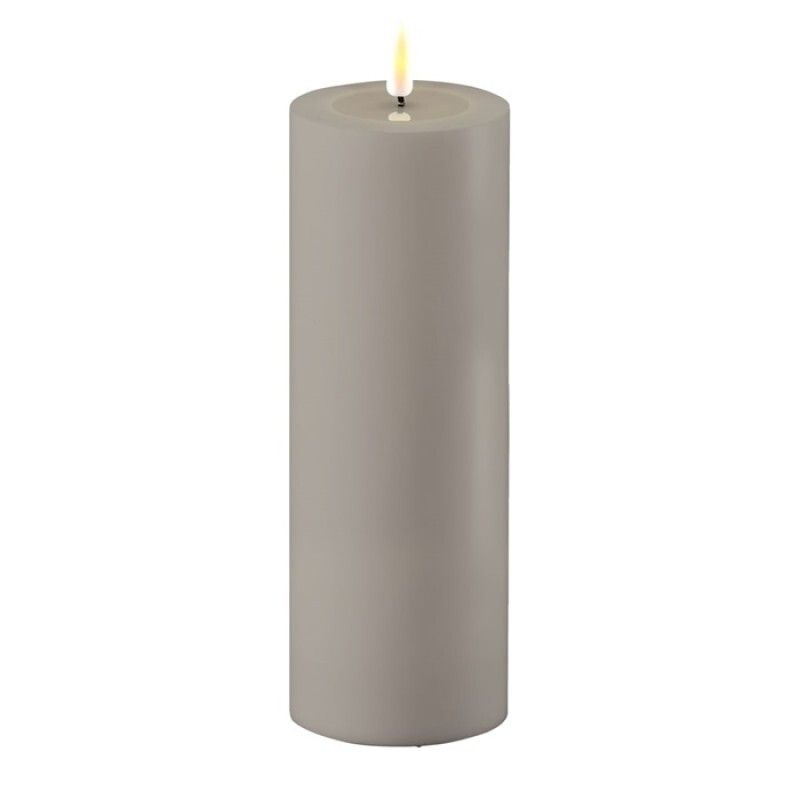 DELUXE Outdoor LED Kerze grau 7.5x20cm