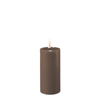 DELUXE LED Kerze mit Echtwachs überzogen mokka 5x10cm