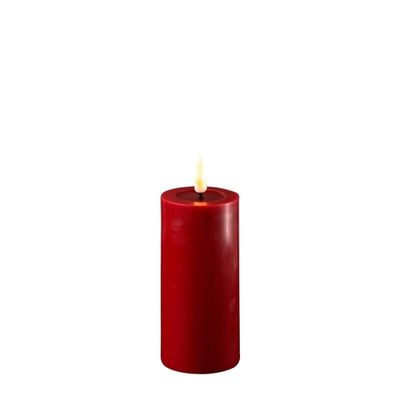 DELUXE LED Kerze mit Echtwachs überzogen bordeaux 5x10cm