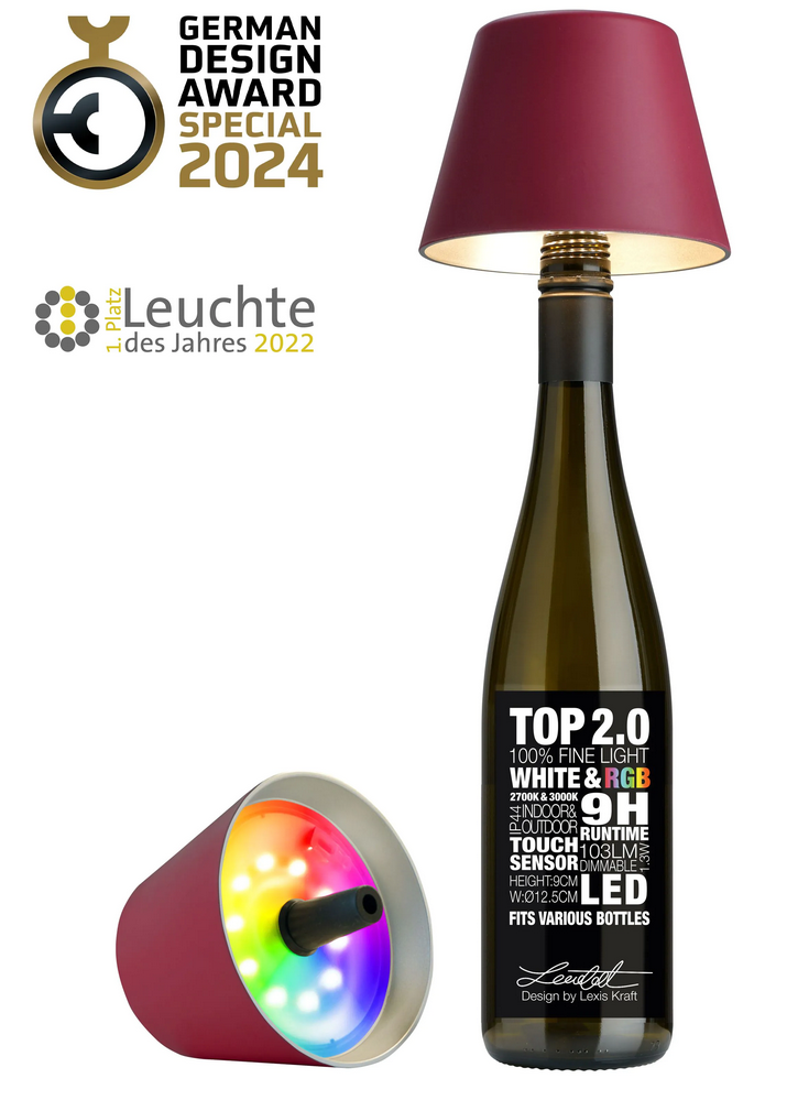 Flaschenlicht TOP 2.0 Original Bordeaux
