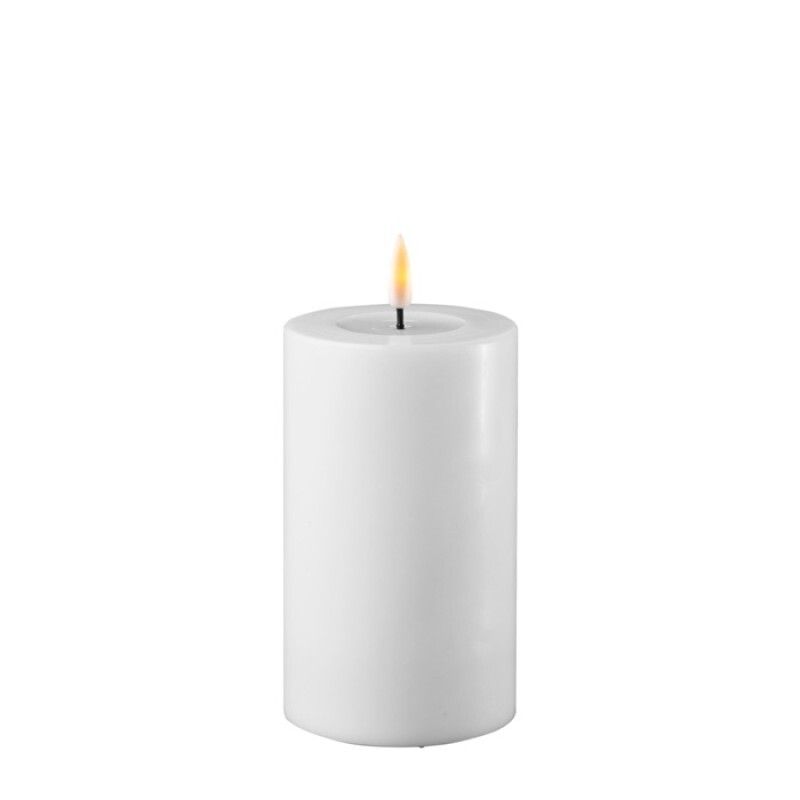 DELUXE LED Kerze mit Echtwachs überzogen weiss 7.5x12.5cm