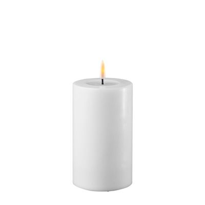 DELUXE LED Kerze mit Echtwachs überzogen weiss 7.5x12.5cm