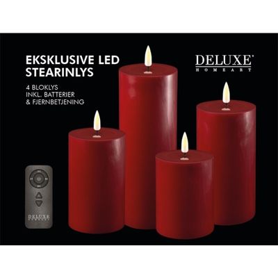 DELUXE Geschenkbox bordeaux mit 4 stk. LED Kerzen, Fernbedienung und Batterien