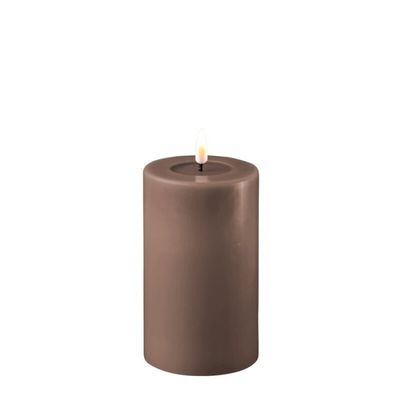 DELUXE LED Kerze mit Echtwachs überzogen mokka 7.5x12.5cm
