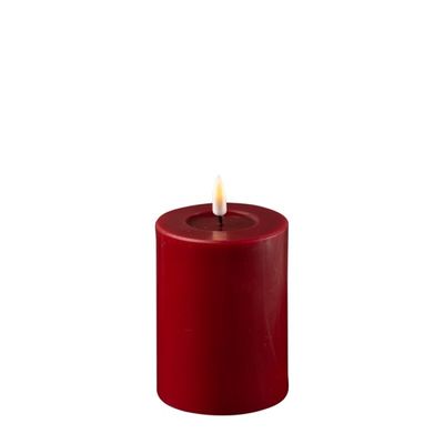 DELUXE LED Kerze mit Echtwachs überzogen bordeaux 7.5x10cm