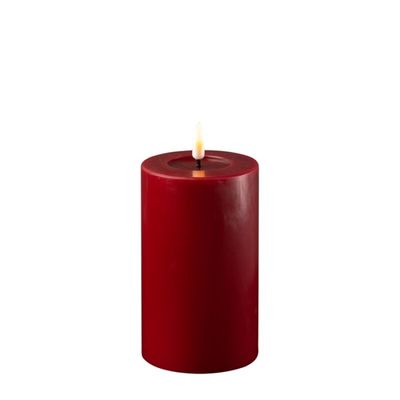 DELUXE LED Kerze mit Echtwachs überzogen bordeaux 7.5x12.5cm