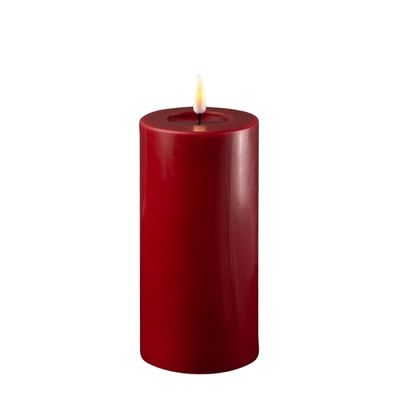 DELUXE LED Kerze mit Echtwachs überzogen bordeaux 7.5x15cm
