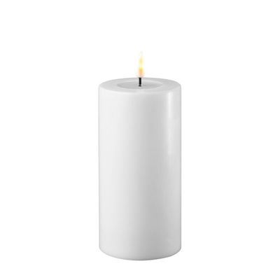 DELUXE LED Kerze mit Echtwachs überzogen weiss 7.5x15cm