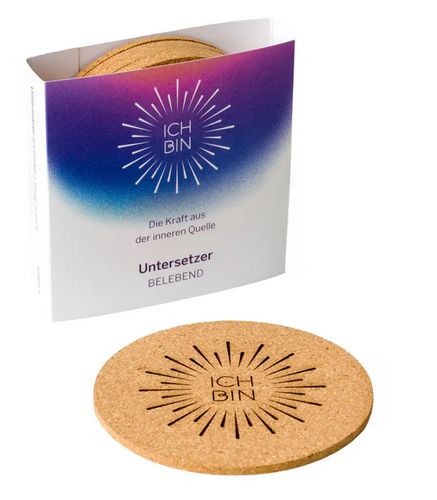 Kork-Untersetzer BELEBEND Durchmesser 9cm ICH BIN