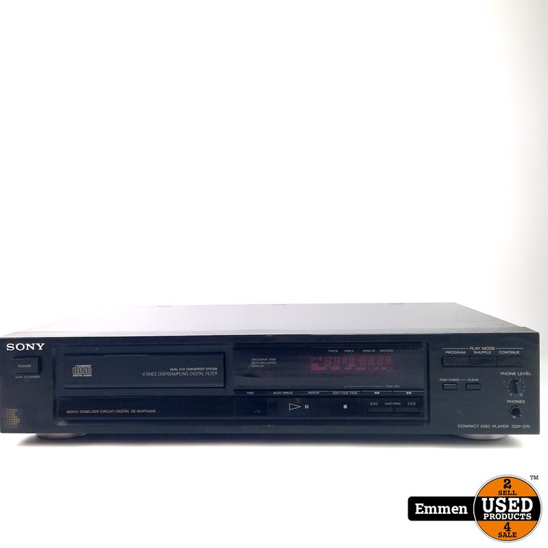 Sony CDP-270 Compact Disc Player Incl. Afstandsbediening Black/Zwart | In Nette Staat