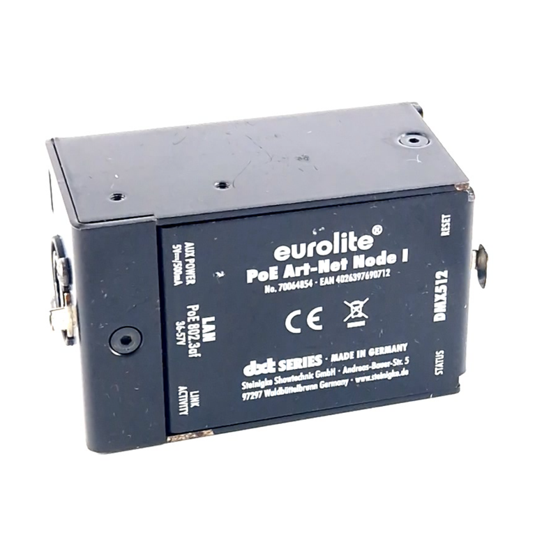 Eurolite poe art-net node 1, 70064854, Netwerkprotocol Naar DMX 512 Omvormer, Black/zwart | In Nette Staat