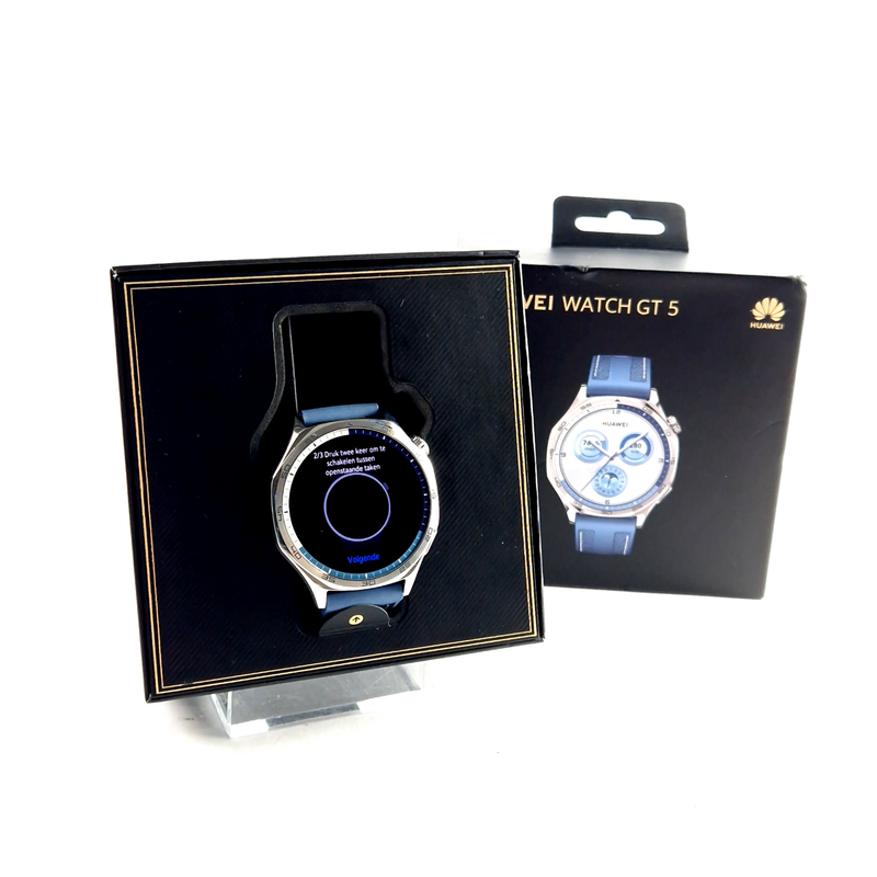Huawei Watch GT 5, Smartwatch, 46 MM, Blauw/Blue, Siliconen Band, Incl. Doosje | In Nette Staat