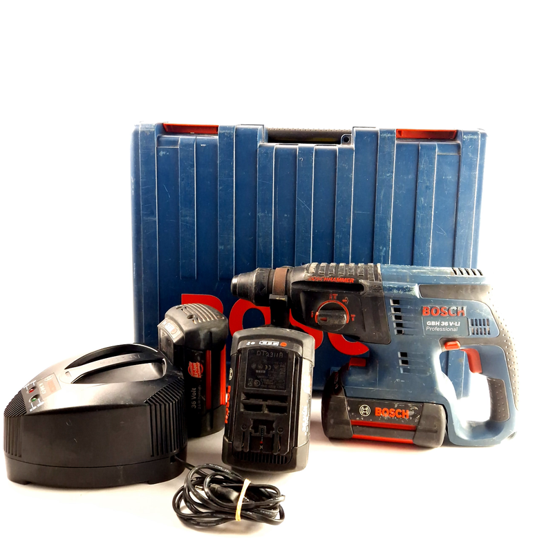 Bosch GBH 36V Accu Klopboormachine, Blauw/Blue Incl. 3 Accu&#39;s, Incl. Lader, Incl, Koffer | Incl. Garantie