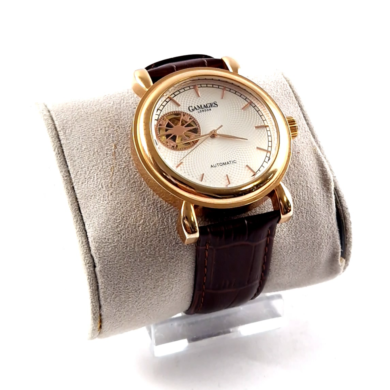 Gamages London, GM10089071, Herenhorloge, 41MM, Automatisch, Leder, Bruin/Brown | In Nette Staat