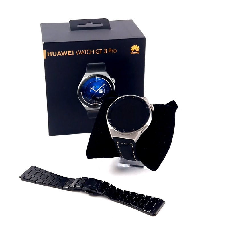 Huawei Watch GT 3 Pro, Smartwatch, Incl. Extra Bandje, Zilver/Silver, Incl. Krasvrij Scherm| In Nette Staat