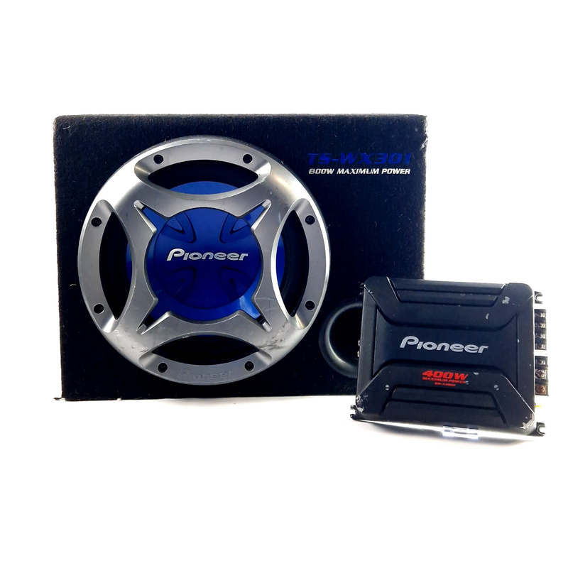 Pioneer TS WX301, Auto Subwoofer, 800Watt Max105Watt RMS, 12Inch, 4Ohm, Black/Zwart, Incl. Versterker 6M-A3602, 400Watt Max | In Nette Staat