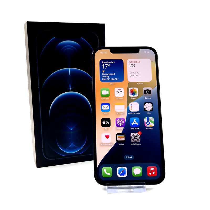 Apple iPhone 12 Pro Max, Smartphone, 6GB, 128GB, Blauw/Blue, Incl. Doosje, Krasvrij Scherm, 100 Procent Batterijcapaciteit | In Nette Staat